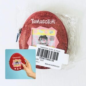 Cakeworthy X Tamagotchi Red Glitter Zip Pouch